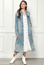 Load image into Gallery viewer, Veveret Full Size Distressed Raw Hem Pearl Detail Button Up Jacket