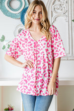 Load image into Gallery viewer, Heimish Full Size Leopard Exposed Seam Short Sleeve Top