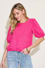 Load image into Gallery viewer, Zenana Round Neck Lantern Half Sleeve Sweater