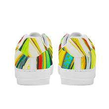 Load image into Gallery viewer, Ti Amo I love you- Exclusive Brand  - Scarlet, Paris Daisy, Malachite & Blaze Orange Leaf Pattern - Low Top Unisex Sneakers