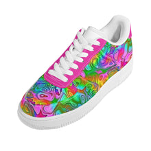 Load image into Gallery viewer, Ti Amo I love you - Exclusive Brand - Rainbow Kaleidescape & Hot Pink - Low Top Women's Sneakers