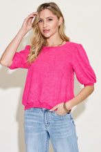 Load image into Gallery viewer, Zenana Round Neck Lantern Half Sleeve Sweater
