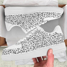 Load image into Gallery viewer, Ti Amo I love you - Exclusive Brand - White with Black Vines -Low Top Unisex Sneakers