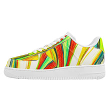 Load image into Gallery viewer, Ti Amo I love you- Exclusive Brand  - Scarlet, Paris Daisy, Malachite & Blaze Orange Leaf Pattern - Low Top Unisex Sneakers