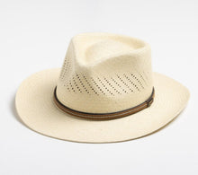 Load image into Gallery viewer, Striped Bow Flat-brimmed Straw Top Hat
