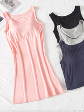 Load image into Gallery viewer, Round Neck Wide Strap Mini Tank Dress with Bra
