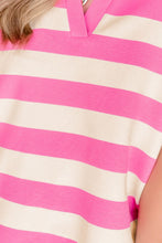 Load image into Gallery viewer, Striped Notched Cap Sleeve Blouse
