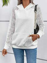 Load image into Gallery viewer, Lace Openwork Kangaroo Pocket Hoodie
