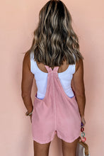 Load image into Gallery viewer, Pink Solid Color Knot Straps Denim Romper with Pockets
