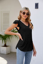 Load image into Gallery viewer, Smocked Flutter Sleeve V-Neck Top
