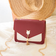 Load image into Gallery viewer, Small Messenger Cute Cat Tassel Decoration Chain One Shoulder Small Square Casual Messenger Bag
