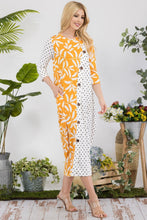 Load image into Gallery viewer, Celeste Full Size Floral Polka Dot Contrast Midi-Dress with Pockets
