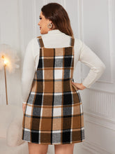 Load image into Gallery viewer, Plus Size Plaid Wide Strap Overall Dress
