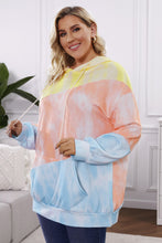 Load image into Gallery viewer, Plus Size Drawstring Color Block Dropped Shoulder Hoodie
