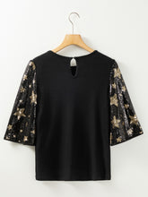 Load image into Gallery viewer, Sequin Round Neck Half Sleeve Blouse
