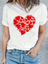 Load image into Gallery viewer, Heart Round Neck Short Sleeve T-Shirt
