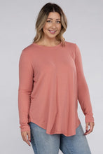 Load image into Gallery viewer, Plus Long Sleeve Round Neck Round Hem Top
