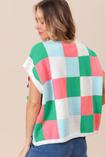 Load image into Gallery viewer, BiBi Flower Patch Checkered Sweater Vest
