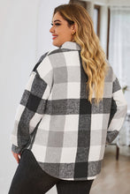 Load image into Gallery viewer, Plus Size Plaid Button Up Collared Neck Jacket
