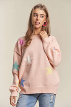 Load image into Gallery viewer, ADORA Stars Pattern Round Neck Drop Shoulder Sweater
