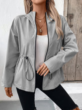 Load image into Gallery viewer, Drawstring Zip Up Hooded Jacket
