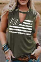 Load image into Gallery viewer, Black Cutout American Flag Print Tank Top
