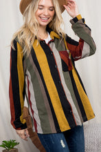 Load image into Gallery viewer, Plus Cozy Stripe Button Sown Shacket
