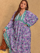 Load image into Gallery viewer, Plus Size Printed V-Neck Long Sleeve Maxi Dress
