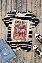 Load image into Gallery viewer, Blue Tie Dye LONG LIVE Cowgirls Graphic Crewneck T Shirt
