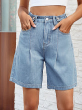 Load image into Gallery viewer, High Waist Denim Shorts with Pockets
