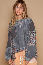 Load image into Gallery viewer, POL Floral Patchwork Round Neck Knit Top
