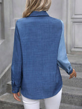 Load image into Gallery viewer, Contrast Collared Neck Long Sleeve Shirt
