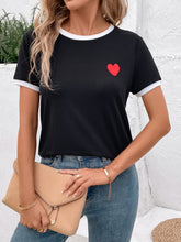 Load image into Gallery viewer, Heart Round Neck Short Sleeve T-Shirt
