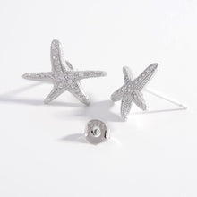 Load image into Gallery viewer, 925 Sterling Silver Inlaid Zircon Starfish Earrings
