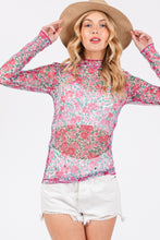 Load image into Gallery viewer, SAGE + FIG Floral Mesh Long Sleeve Top
