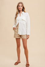 Load image into Gallery viewer, Annie Wear Openwork Button Down Drop Shoulder Shirt
