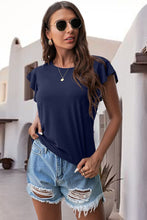 Load image into Gallery viewer, Ruffled Round Neck Cap Sleeve Blouse
