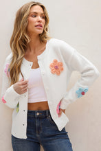 Load image into Gallery viewer, Pink Cute Knitted Floral Pattern Button Up Cardigan
