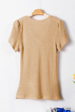 Load image into Gallery viewer, Mist Green V Neck Petal Sleeve Waffle Knit T-Shirt
