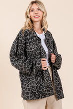 Load image into Gallery viewer, Mittoshop Leopard Button Up Denim Shacket with Breast Pockets
