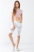 Load image into Gallery viewer, LITZ LA Distressed Bermuda Denim Shorts
