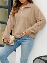 Load image into Gallery viewer, Textured Quarter Zip Long Sleeve Sweatshirt
