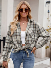 Load image into Gallery viewer, Pocketed Plaid Collared Neck Long Sleeve Shirt
