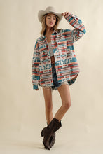 Load image into Gallery viewer, Frayed Aztec Western Shacket
