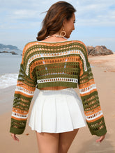 Load image into Gallery viewer, Openwork Boat Neck Dropped Shoulder Cover-Up
