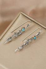 Load image into Gallery viewer, Silver Vintage Ivy Leaf Gemstone Dangle Earrings
