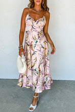 Load image into Gallery viewer, Apricot Tropical Print Spaghetti Straps Cupped Dress
