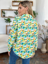 Load image into Gallery viewer, Double Take Full Size Printed Smocked Long Sleeve Blouse

