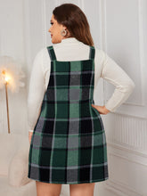 Load image into Gallery viewer, Plus Size Plaid Wide Strap Overall Dress
