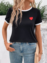 Load image into Gallery viewer, Heart Round Neck Short Sleeve T-Shirt
